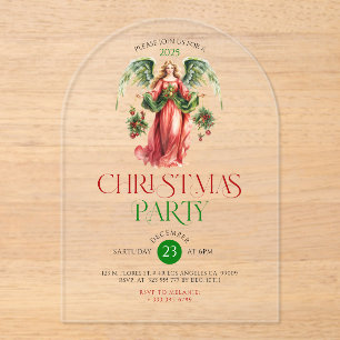 Christmas Angel Typography Christmas Party In Acrylic Invitations