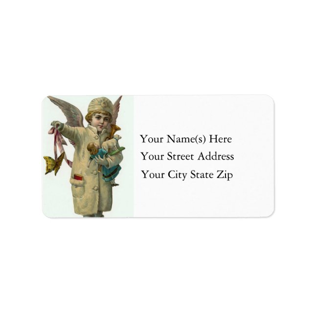 Christmas Angel Vintage Address Label (Front)