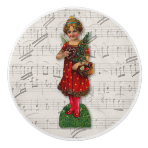 Christmas Angel Vintage Christian Victorian Girl Ceramic Knob