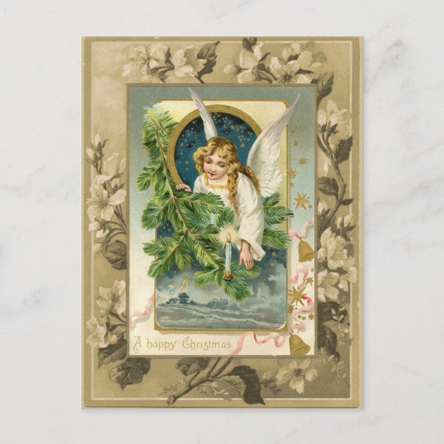 Christmas Angel Vintage Reproduction Postcard (Front)
