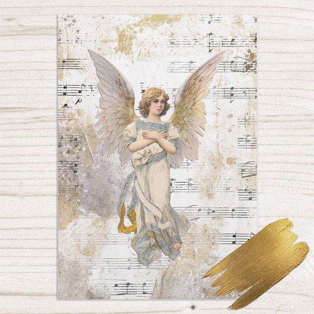 Christmas Angel Wings Music Gold Decoupage Idea Tissue Paper (Creator Uploaded)