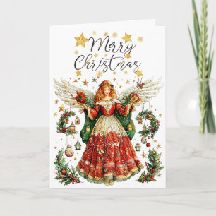 Christmas Angel & Winter berries. Merry Christmas  Card
