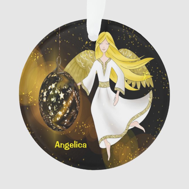 Christmas Angel with Bulb Ornament (Front)