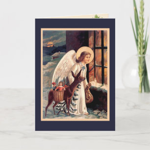 Christmas Angel With Deer Card