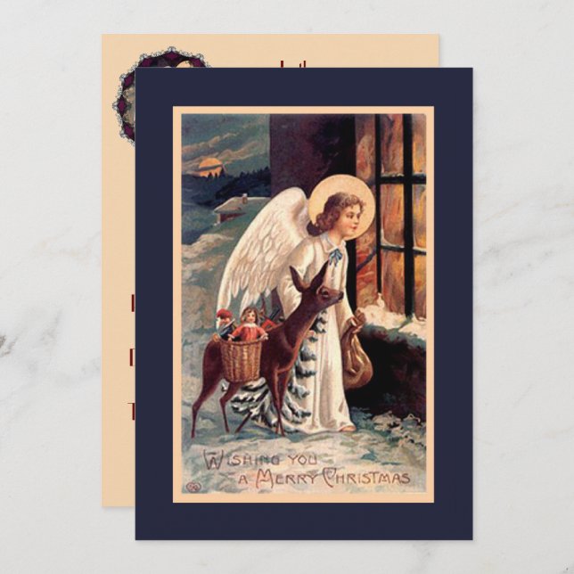 Christmas Angel With Deer Invitation (Front/Back)