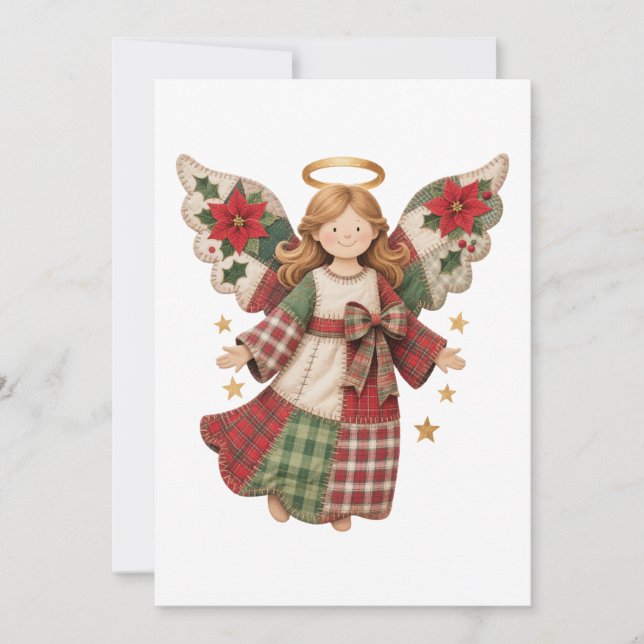 Christmas Angel with Golden Stars Invitation (Front)