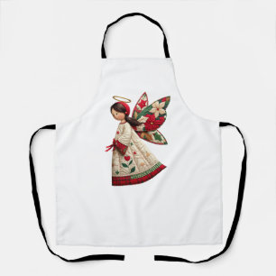 Christmas Angel with Holiday Flowers Apron