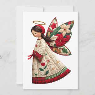 Christmas Angel with Holiday Flowers Invitation