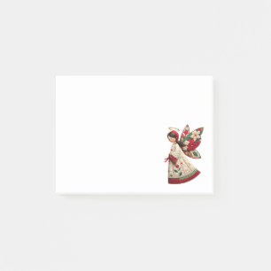 Christmas Angel with Holiday Flowers Post-it Notes