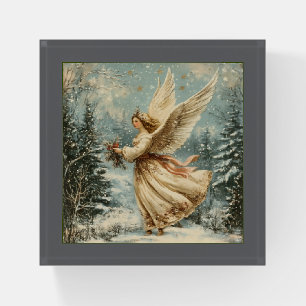 Christmas Angel With Holly Paperweight