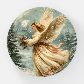 Christmas Angel With Holly Paperweight