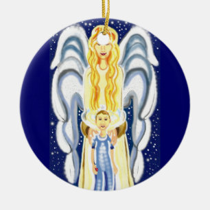 Christmas angel with Jesus Ceramic Ornament