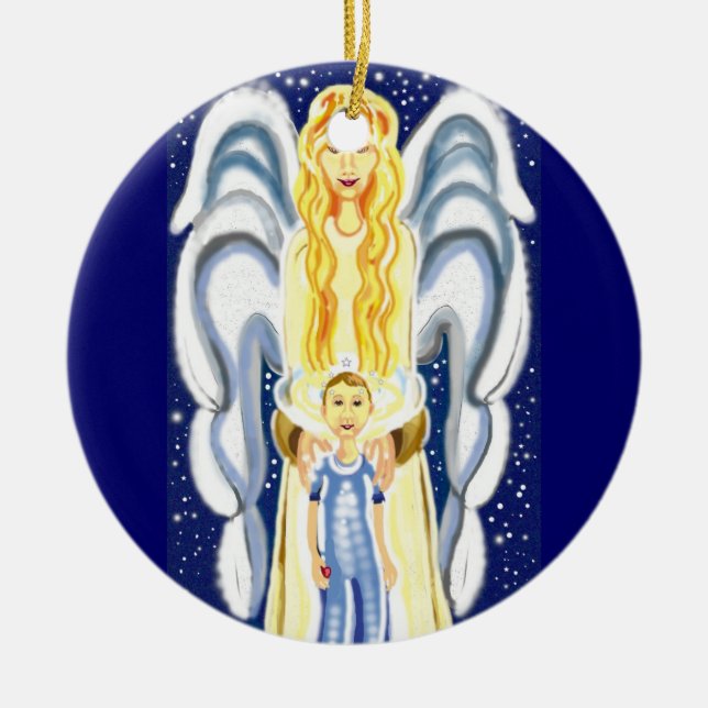Christmas angel with Jesus Ceramic Ornament (Front)