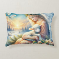 Christmas Angel with Lamb in Winter Peace