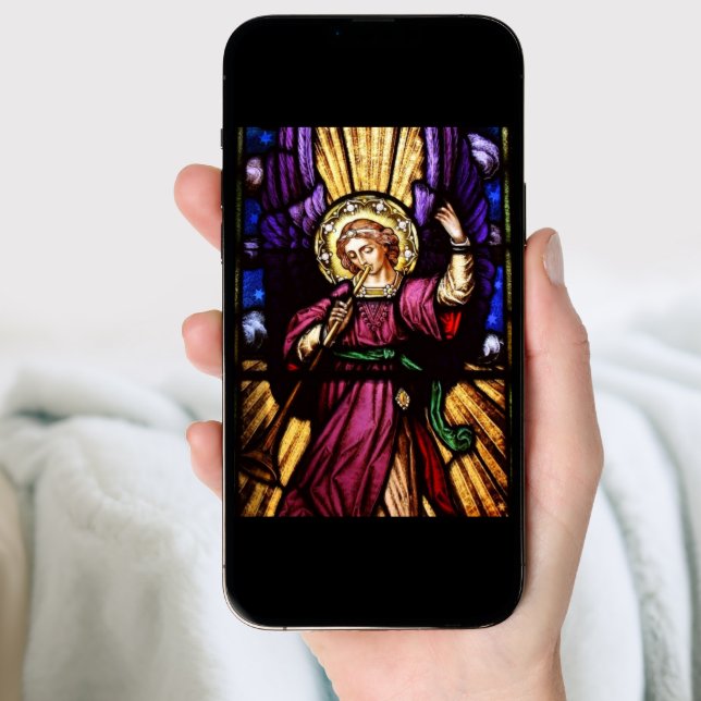 Christmas Angel with Trumpet Holiday Card (Front Digital)