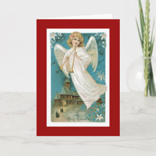Christmas Angel with trumpets Holiday Card