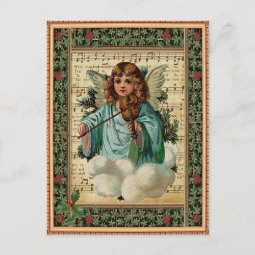 Christmas Angel with Violin Holiday Postcard