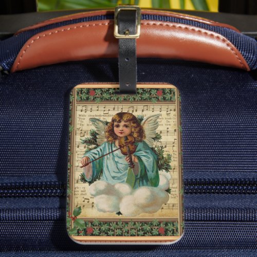 Christmas Angel with Violin Luggage Tag