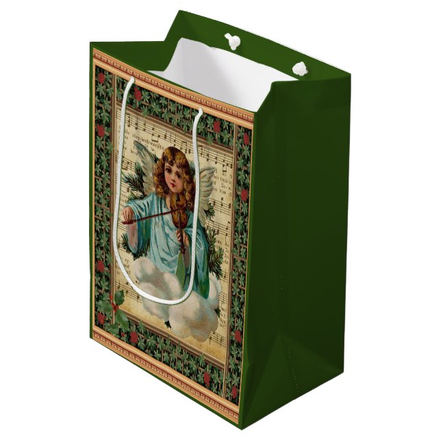 Christmas Angel with Violin Medium Gift Bag (Front Angled)