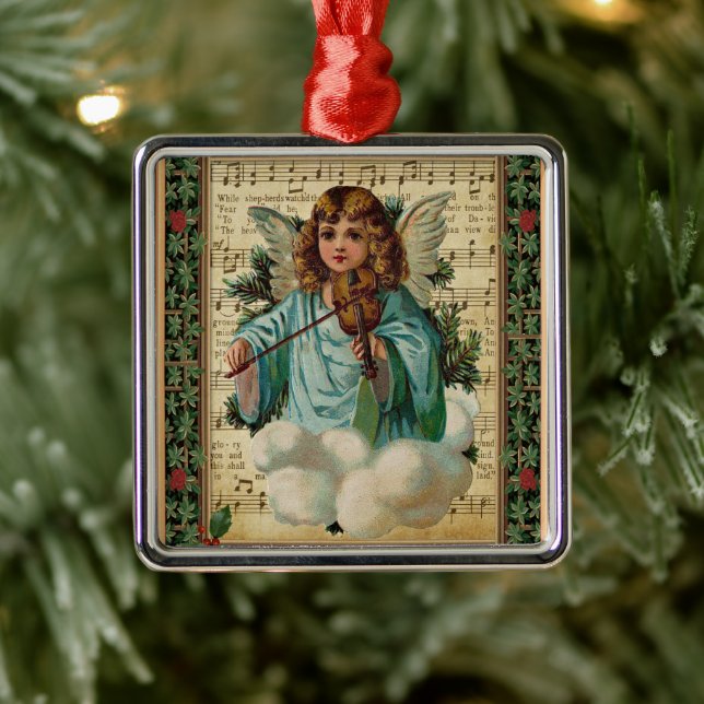 Christmas Angel with Violin Metal Ornament (Tree)