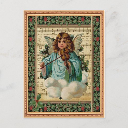 Christmas Angel with Violin Postcard