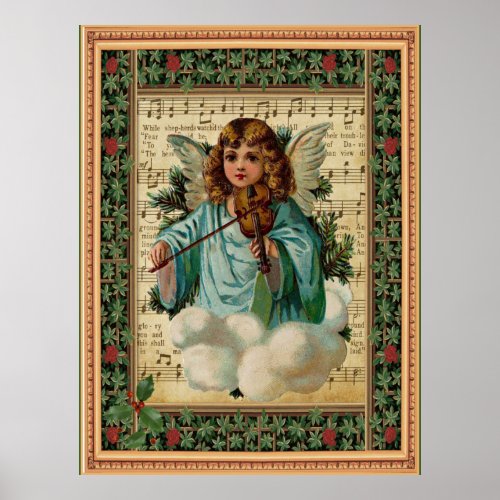 Christmas Angel with Violin Poster
