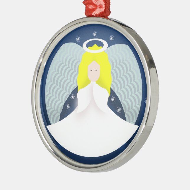 Christmas Angel with Wings Metal Ornament (Left)