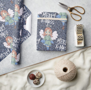 Christmas angel wrapping paper