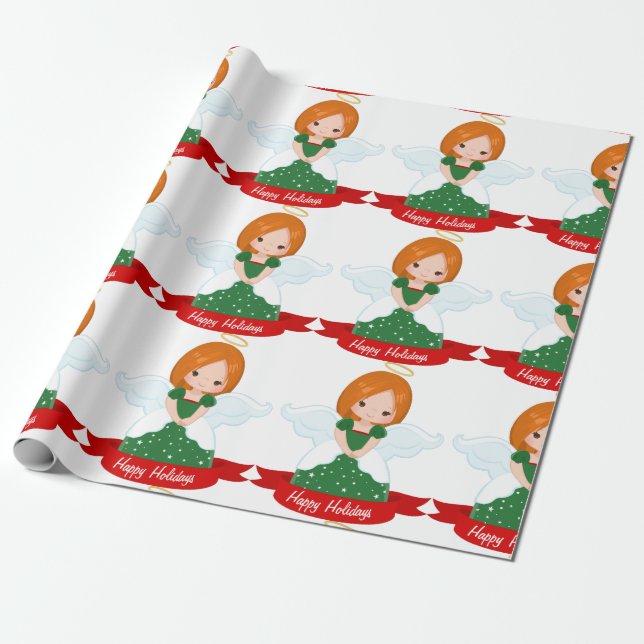 Christmas Angel Wrapping Paper (Unrolled)