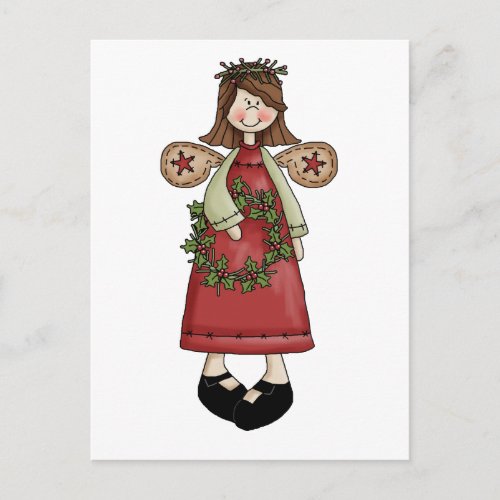 Christmas Angels  Angel  Wreath Holiday Postcard