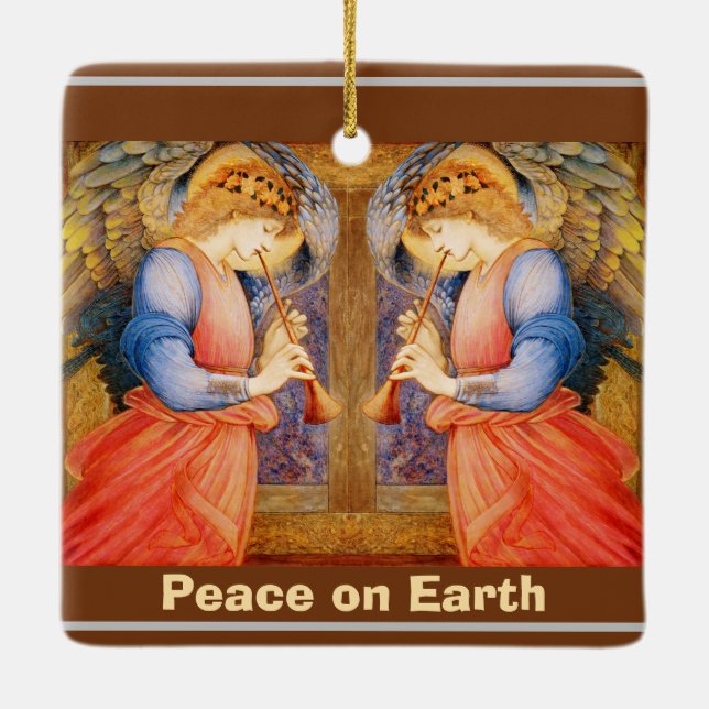 Christmas angels announcement ceramic ornament (Back)