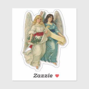 Christmas Angels Antique Victorian Girls Gowns Sticker