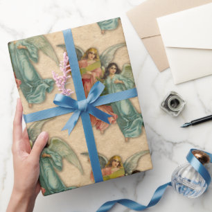 Christmas Angels Antique Victorian Parchment Music Wrapping Paper