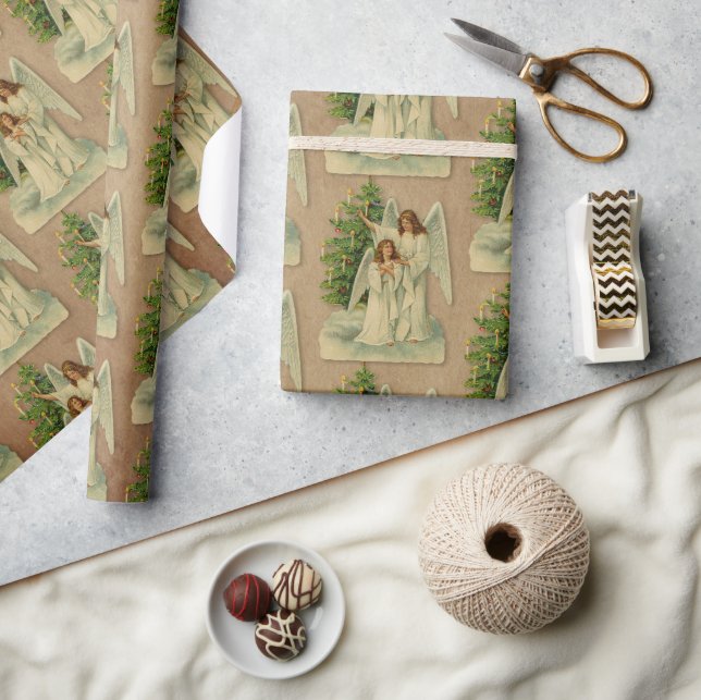 Christmas Angels Antique Victorian Parchment Tree Wrapping Paper (Crafts)