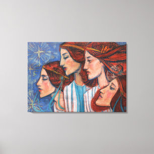 Christmas Angels Art Nouveau Painting Ginger Women Canvas Print