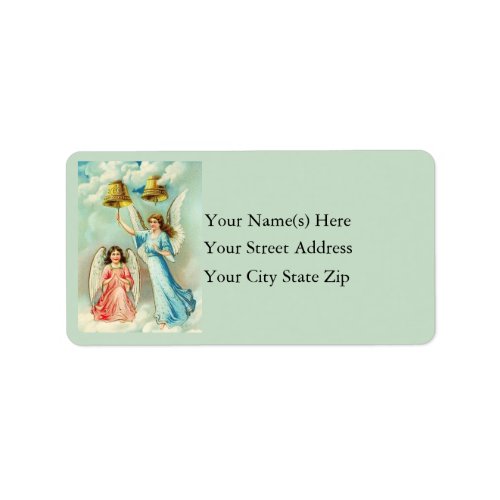 Christmas Angels  Bells Vintage Address Label