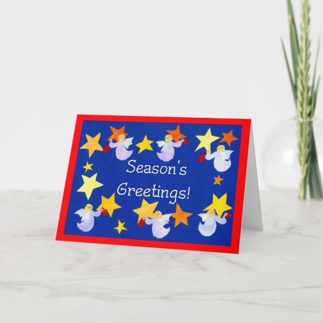 Christmas Angels Card, English Holiday Card (Front)