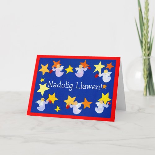 Christmas Angels Card Welsh Greeting Holiday Card