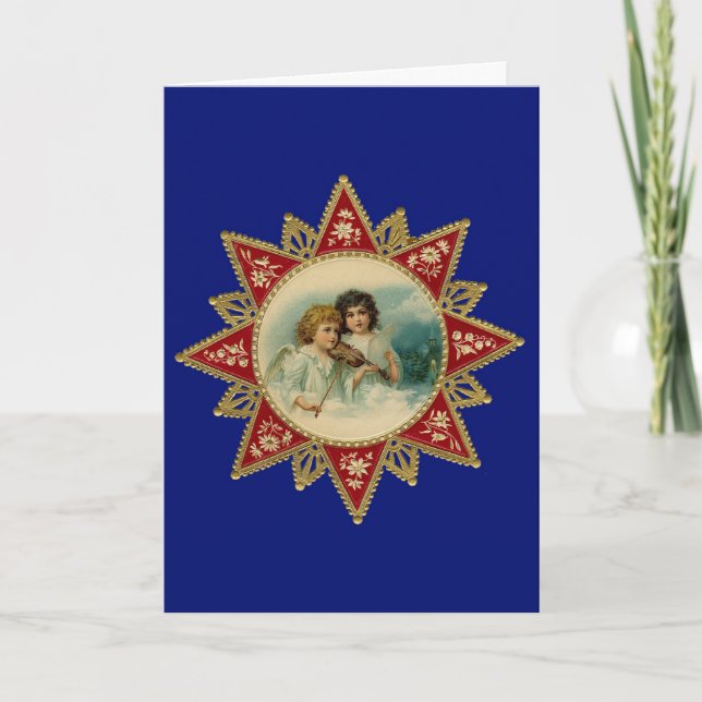 Christmas Angels Caroling - Vintage Fine Art Card (Front)