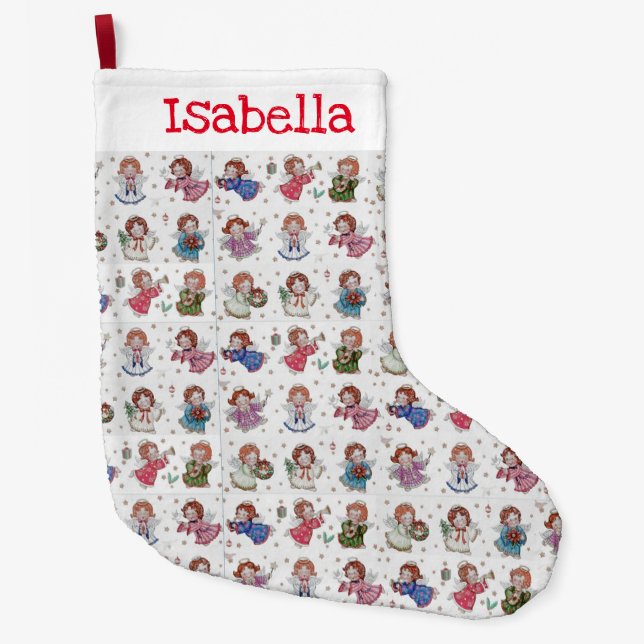 Christmas Angels Large Christmas Stocking (Front)