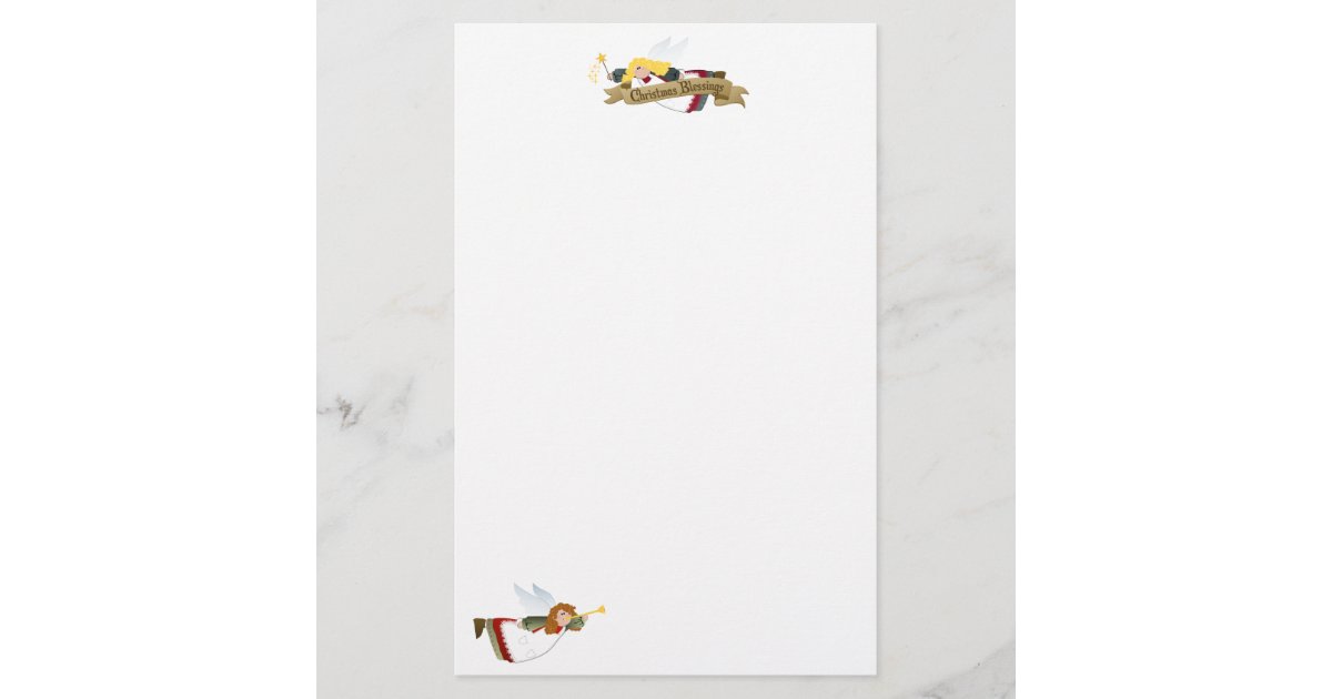 Christmas Angels Letterhead Stationery Zazzle