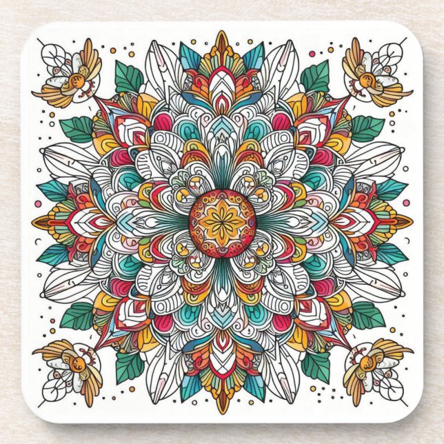 Christmas angels multicolor beverage coaster (Front)