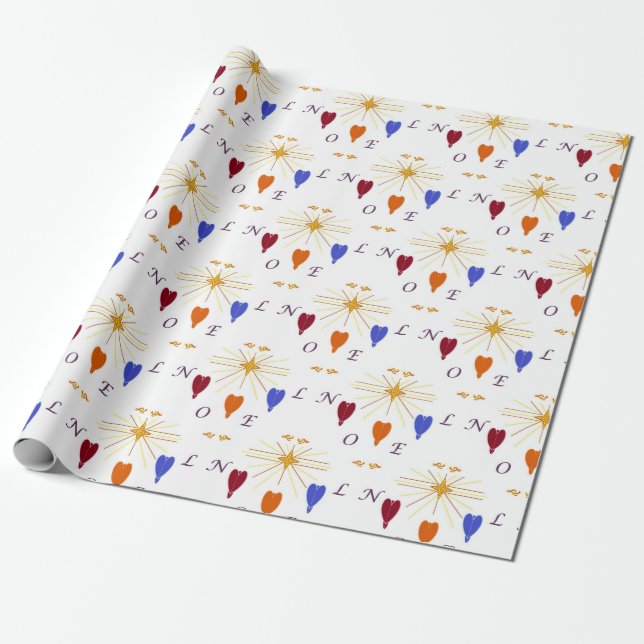 Christmas Angels n Star Noel Wrapping Paper (Unrolled)