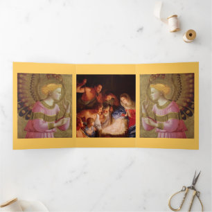 Christmas angels Nativity Tri-Fold Holiday Card
