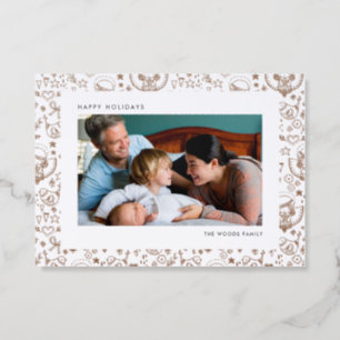 Christmas Angels Pattern Happy Holidays Letterpress Photo Cards