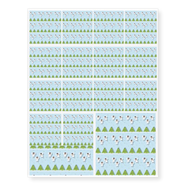 Christmas angels pattern temporary tattoos (Front)
