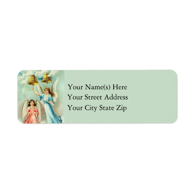 Christmas Angels Ringing Christmas Bells Vintage Label (Front)
