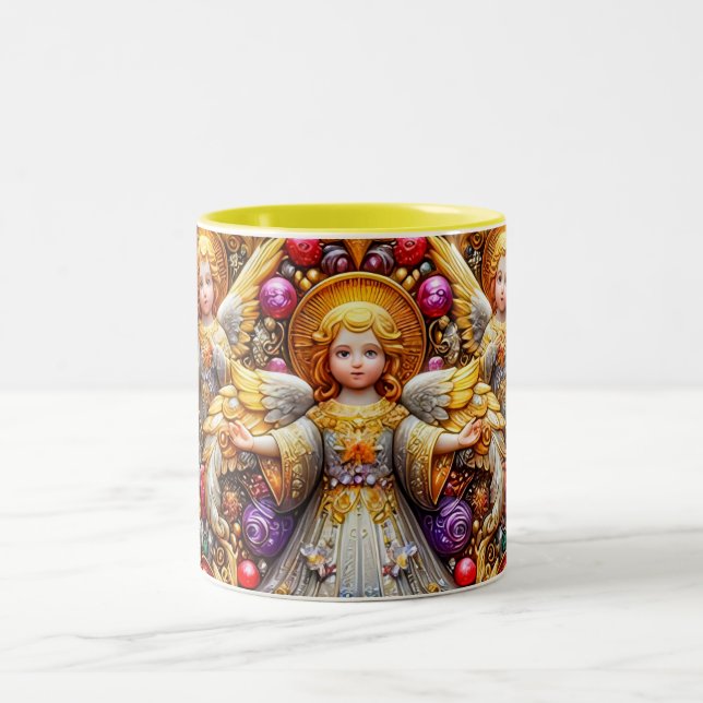 ~ CHRISTMAS ANGELS ~  Two-Tone COFFEE MUG (Center)