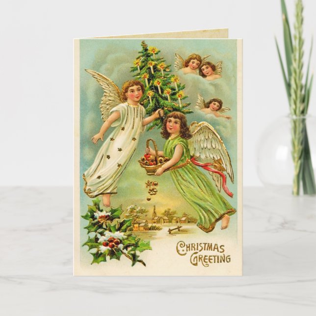 Christmas Angels Vintage Card (Front)