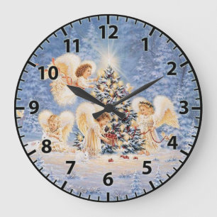 Christmas Angels Wall Clock